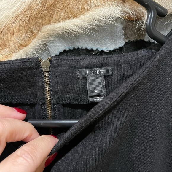 J. Crew Womens Large Long Sleeve Black Zip Back Peplum Top Office‎ Siren Preppy - Picture 3 of 3